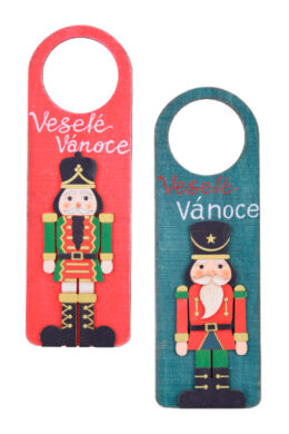 Visačka na dveře panáček NUTCRACKER, dřevo, červ., 8x24x1cm, 2T, FSC 100%  (EFS-411192-SK)