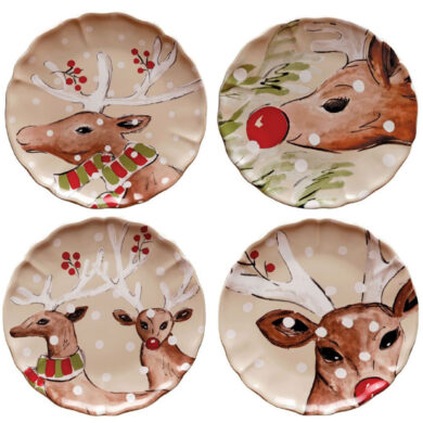 Talíř 27cm, DEER FRIENDS, bílá|Linen, set 4ks  (ZCF-DF601-LIN)