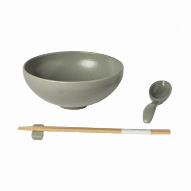 Miska|ramen, lžička, odkladač na hůlky pr.19cm|1L, PACIFICA, zelená (arti.) set  (ZCF-XOSS02-ART)