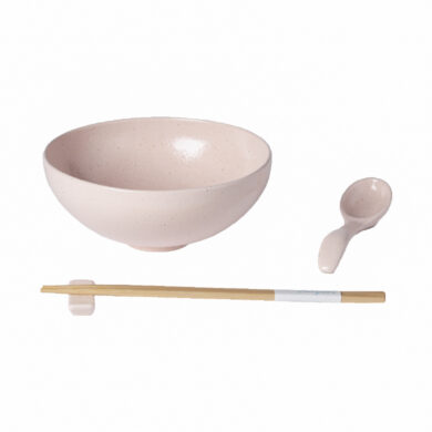 Miska|ramen, lžička, odkladač na hůlky pr.19cm|1L, PACIFICA, růžová (Mar.), set  (ZCF-XOSS02-MRS)